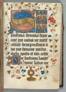 Stundenbuch Gebrauch von Metz: Fol. 27r, verzierte Initialen, um 1440 von Unbekannt