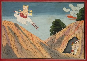 Brahma versteckt die Kuhhirten und die Kälber in der Höhle, Seite aus einem Bhagavata Purana, um 1760-1765 von Unbekannt