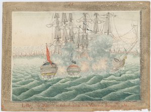 Brigg Mercury kämpft gegen zwei türkische Schiffe am 14. Mai 1829 von Unbekannt