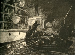 Britische Streitkräfte erobern das kanadische Rebellen-Schiff Caroline auf dem Niagara River, 1837