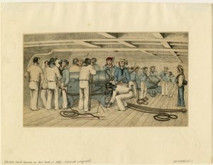 Britische Marinekanoniere auf dem Geschützdeck, ca. 1850 von Unbekannt