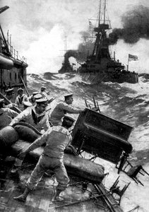 Britische Matrosen werfen Luxusgüter über Bord, Nordsee, Erster Weltkrieg, 1914