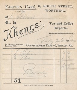 Café-Quittung, 1950 von Unbekannt