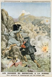 Kameraleute unter Beschuss während der Dreharbeiten im Ersten Balkankrieg, 1912