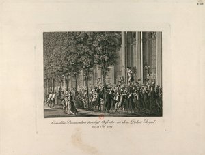 Camille Desmoulins in den Gärten des Palais Royal, ca. 1797-1800 von Unbekannt