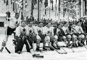 Kanadisches Eishockeyteam, Olympische Winterspiele, Garmisch-Partenkirchen, Deutschland, 1936