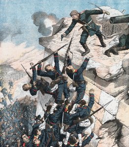Kapitän Lebedief verteidigt heldenhaft das Bollwerk in Port Arthur, Russisch-Japanischer Krieg, 1904-1905