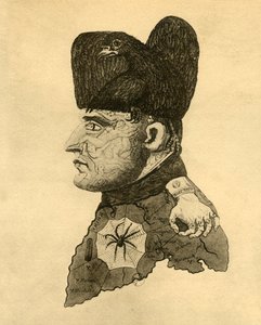 Karikatur von Napoleon, ca. 1814, 1921 von Unbekannt