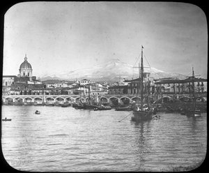Catania und der Ätna, Sizilien, Italien, spätes 19. oder frühes 20. Jahrhundert von Unbekannt