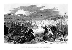 Angriff der preußischen Lanzenreiter bei Weißenburg, 1870, 1875 von Unbekannt
