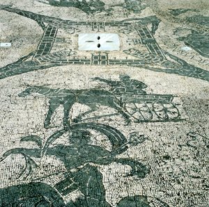Wagenlenker, Mosaik, Cisarii, Ostia, Italien