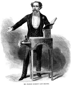 Charles Dickens 1812-70 bei seiner letzten öffentlichen Lesung in der St. James