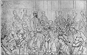 Charles Dickens leitet das Newsvendors Dinner, 5. April 1870, 1912 von Unbekannt