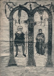 Karl der Große und seine Frau, nach dem frühesten Porträt, um 775, 1907 von Unbekannt