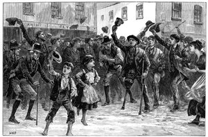 Jubel über den Namen von Lord Randolph Churchill bei der Nachricht von seinem Rücktritt, Loughrea, Irland, 1887