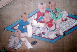 Kinder beim Spielen, japanische Malerei, 18. Jahrhundert
