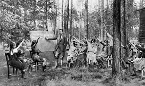 Kinder nehmen Englischunterricht im Charlottenburger Wald, Berlin, Deutschland, 1922