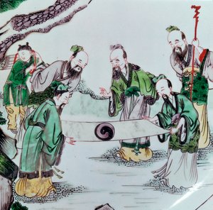 Chinesische Schale mit einer Wahrsageszene, 17. Jahrhundert von Unbekannt