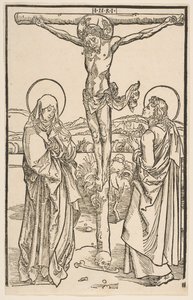 Christus am Kreuz mit der Jungfrau und dem heiligen Johannes von Unbekannt