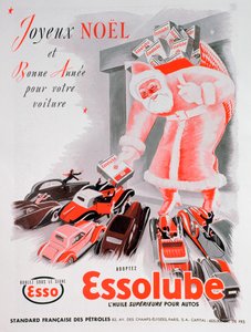 Weihnachtswerbung für Essolube Motoröl, 1938