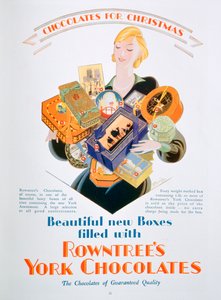 Weihnachtswerbung für Rowntrees York Chocolates, 1928