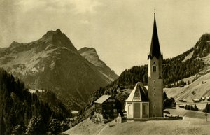Kirche in Schröcken, Bregenzerwald, Österreich, ca. 1935