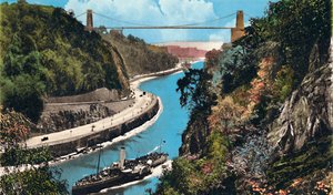 Clifton Suspension Bridge von Leigh Woods, Bristol, ca. 1940er