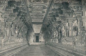 Kolonnade im Inneren des Hindu-Tempels auf der Insel Rameswaram, Südindien, ca. 1903