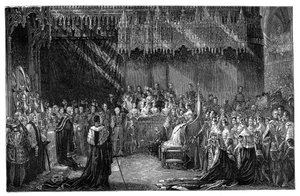 Krönung von Königin Victoria in der Westminster Abbey, London, 28. Juni 1838, 1900 von Unbekannt