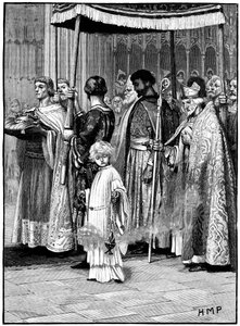 Krönung von Richard I. in der Westminster Abbey 1189, um 1880