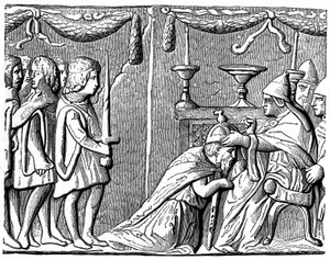 Krönung von Kaiser Sigismund durch Papst Eugen IV, 15. Jahrhundert von Unbekannt