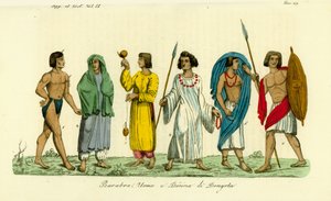 Kostüme von Männern und Frauen des nubischen Volkes (Barabra) von Dongola (Dunqulah)