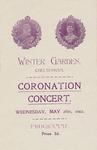 Titelblatt des Programms für ein Krönungskonzert im Wintergarten, Cheltenham, 1902 von Unbekannt