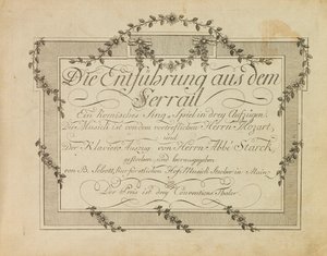 Umschlag der Erstausgabe der Oper Die Entführung aus dem Serail von Mozart, nach 1786