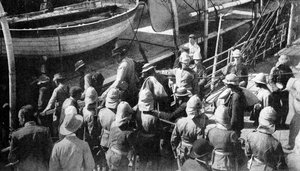 Cronjes gefangene Krieger, die Docks, Paardeberg, Südafrika, 1900
