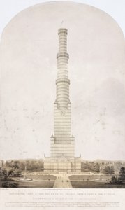 Kristallpalast, nach der Großen Ausstellung Entwurf zur Umwandlung des Kristallpalastes in einen 1000 Fuß hohen Turm von Unbekannt