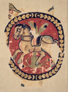 Vorhangfragment mit galoppierendem Pferd, 500er Jahre von Unbekannt