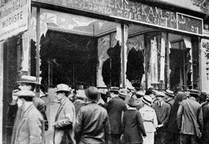 Beschädigtes österreichisches Juweliergeschäft, Paris, Erster Weltkrieg, 1914