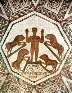 Daniel in der Löwengrube, römisches Mosaik