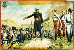 Verteidigung von Huningue, 1815, 19. Jahrhundert von Unbekannt