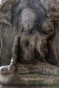 Nationalmuseum von Delhi. Gaja-Lakshmi (Elefanten duschen Göttin Lakshmi mit Wasser). Pala, 9. Jahrhundert n. Chr. Bihar. Stein. (Detail). Indien. von Unbekannt