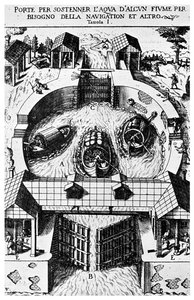 Entwurf für schwenkbare Schleusentore von Leonardo da Vinci, 15. Jahrhundert, 1956
