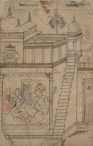 Desvarari Ragini: Folio aus einer Ragamala-Serie, Girlande der musikalischen Modi, frühes 18. Jahrhundert von Unbekannt