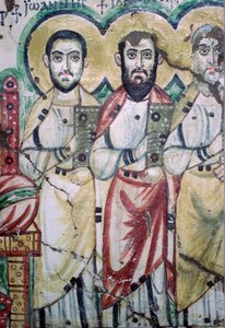 Detail einer koptischen Wandmalerei, die zwei Apostel zeigt von Unbekannt