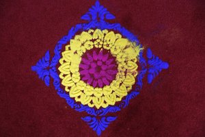 Diwali Rangoli im Shirdi Sai Baba Tempel, Leicester. Vereinigtes Königreich von Unbekannt
