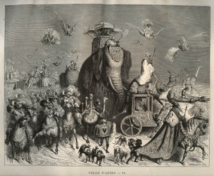 Eselshaut: der Kaross und der Brautzug. Gravur von Gustave Doré (1832-1883) aus „Les contes“ von Charles Perrault (1628-1703) von Unbekannt
