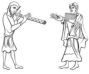 Doppelflöte und Neunloch-Syrinx-Flöte, 11. Jahrhundert, 1849