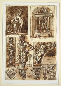 Zeichnung, Blätter mit Studien nach Bologneser Denkmälern, 1811–14
