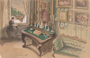 Zeichnung eines Interieurs: Salon