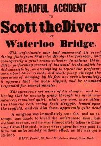 Schrecklicher Unfall von Scott dem Taucher an der Waterloo-Brücke, 1841, 1948